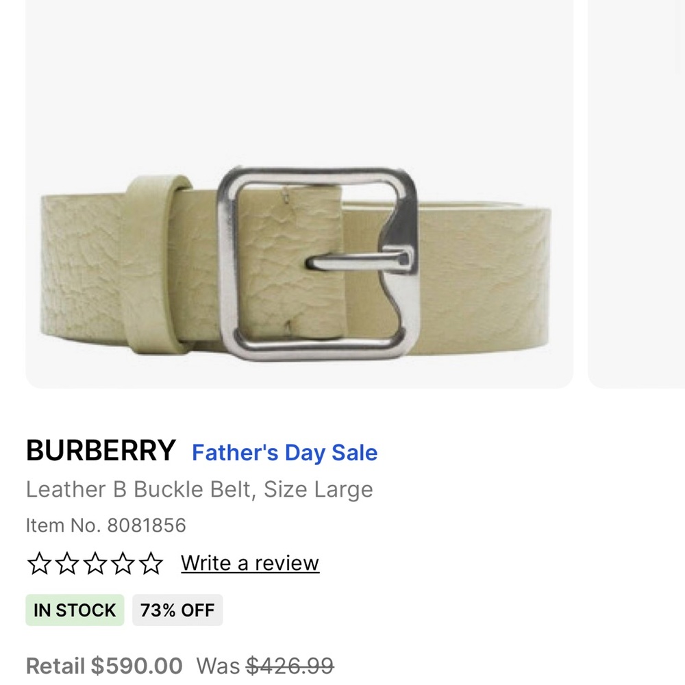 AUTHENTIC BURBERRY LEATHER BELT SIZE MEDIUM